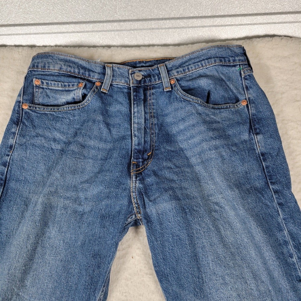 Levi's 505 Regular Fit Jeans Mens 34x30 Blue Medium Wash Straight Leg 00505-2959 - Picture 3 of 15